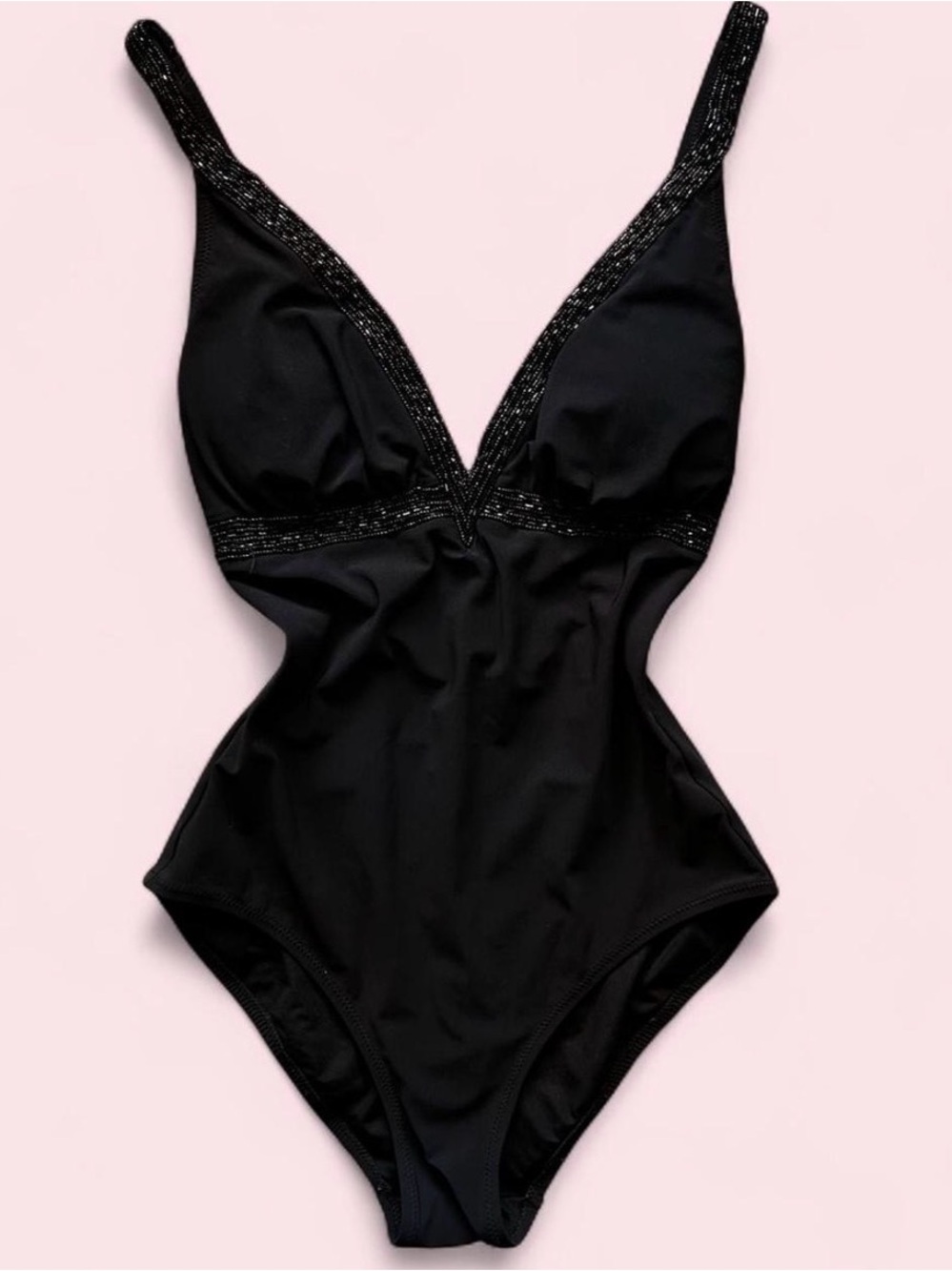 Gottex Y2K Black Beaded One-Piece Swimsuit